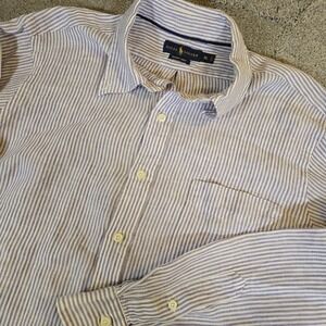 Polo Ralph Lauren Resort Linen Long Sleeve Button XL Mens Blue White Striped